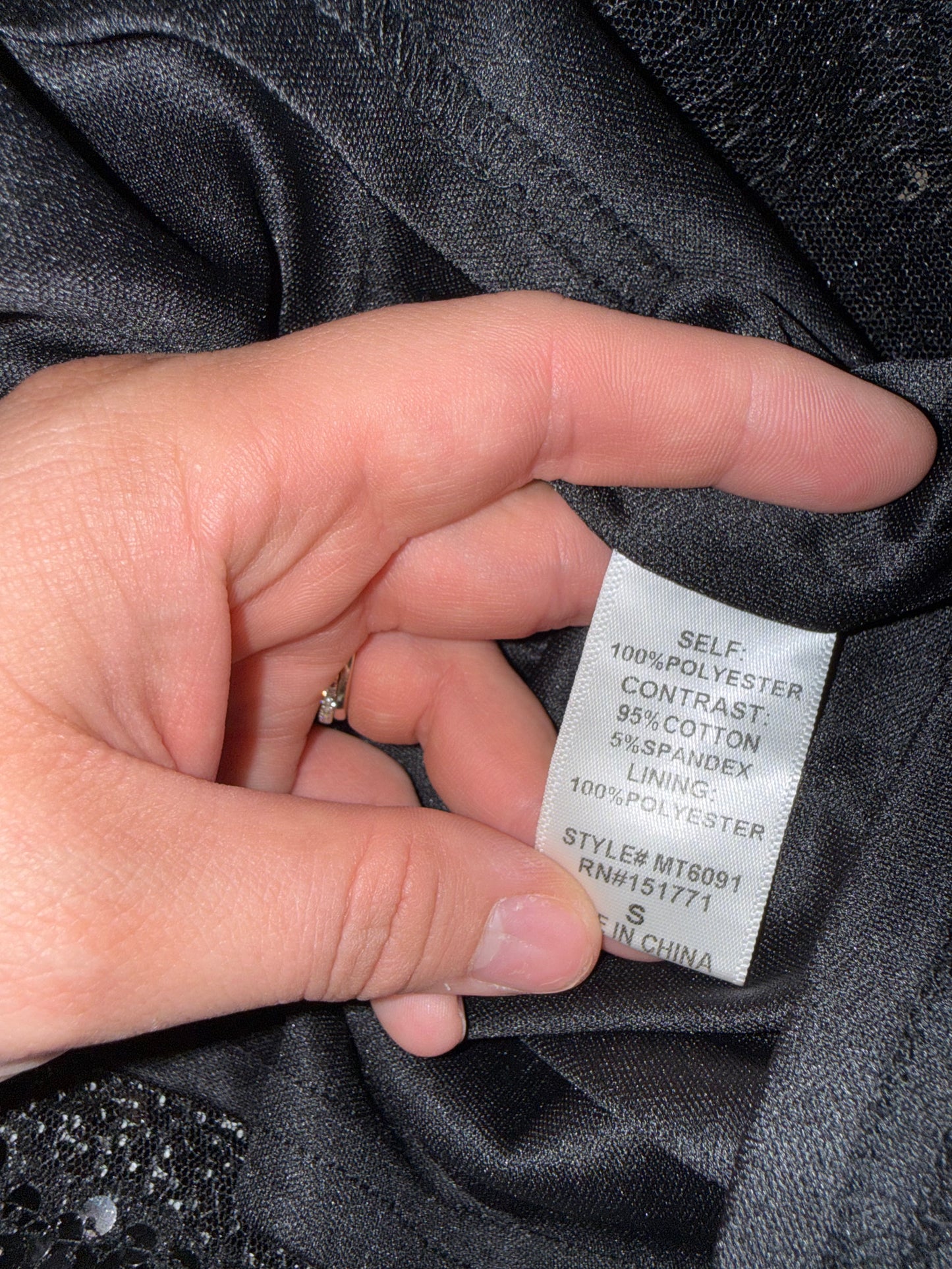 Le Lis (Small) Black Sequin "GAME DAY" Crop Tee