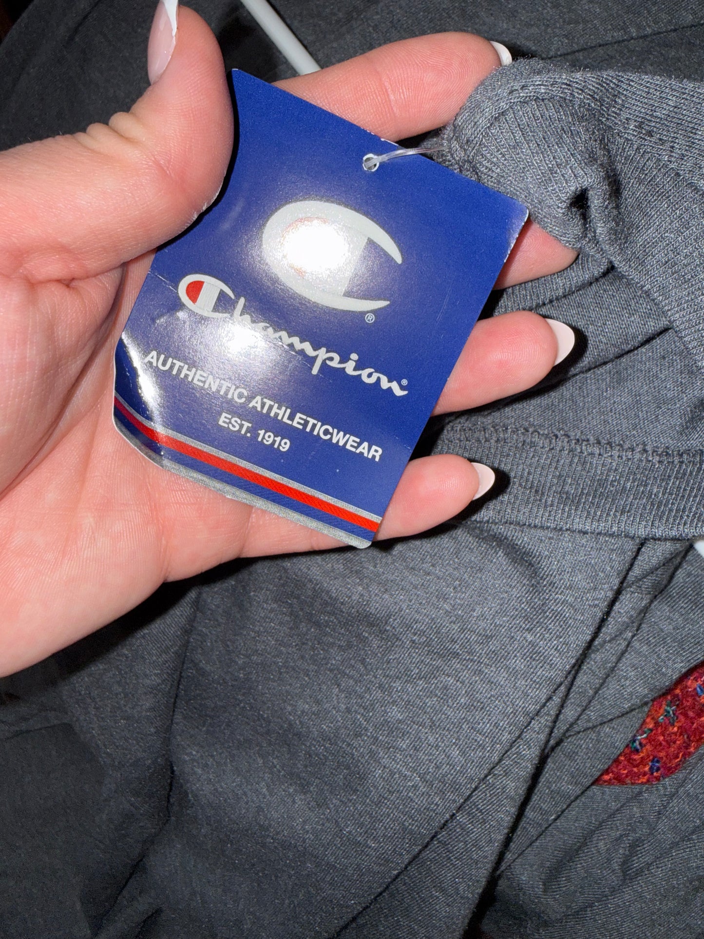 NWT Champion (Small) Brand New Grey Long Sleeve Cheetah Print Heart ‘Mustang’ Top