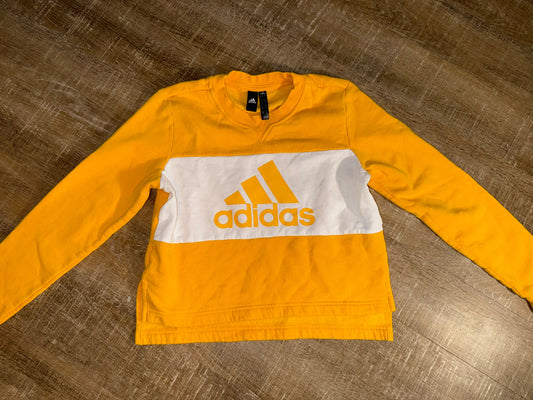 adidas (Kids Small) Yellow and White Color Block Crewneck Sweatshirt