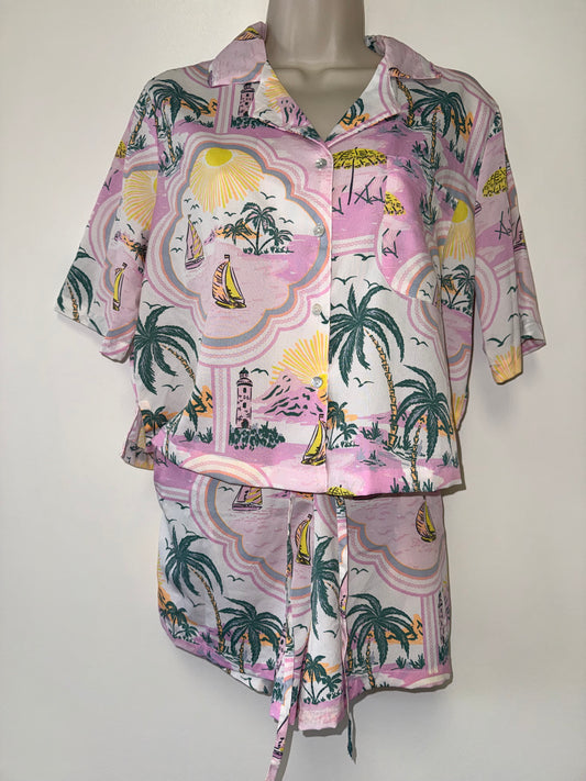 Cynthia Rowley (Small) 2 Piece Summer PJ Set - Shorts & Button Up Sleepwear