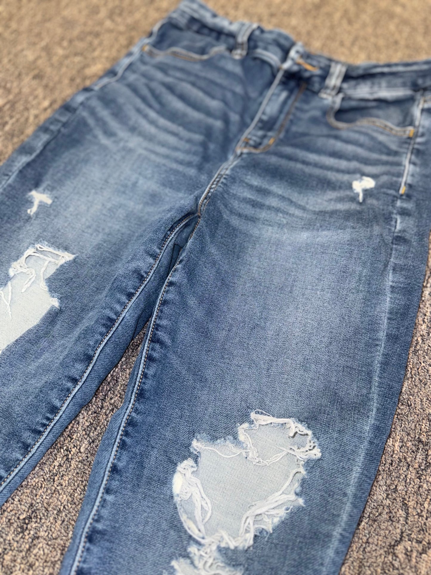 American Eagle (6 Short) Distressed Curvy Hi-Rise Jegging Denim Jeans w Stretch