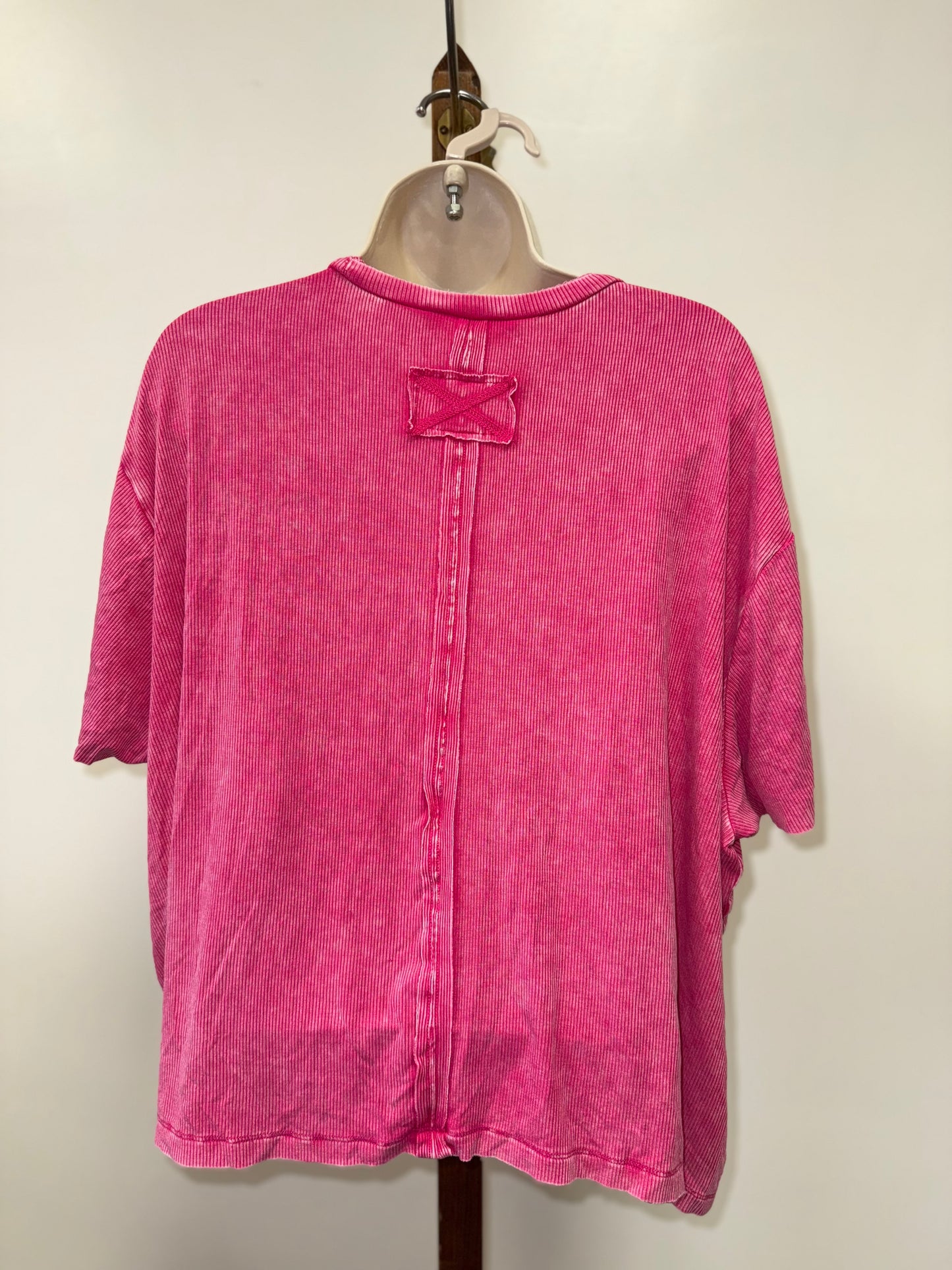 Zenana (Small//Medium) Hot Pink Ribbed Crop Top