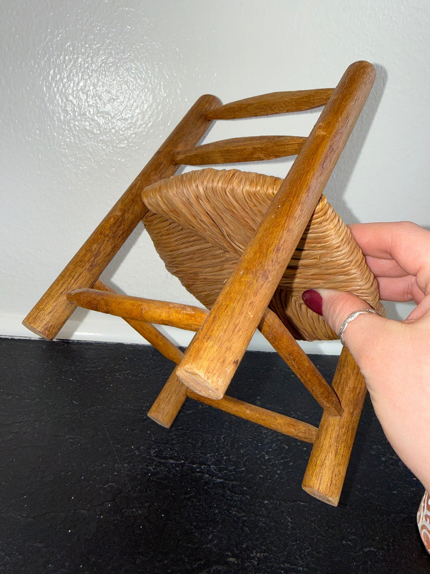Vintage Wooden Woven Mini Chair