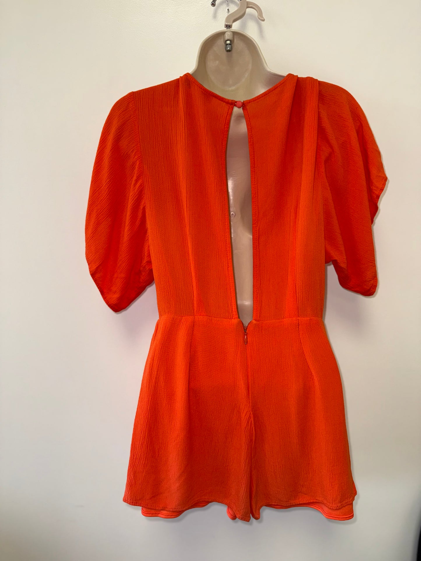 Louna (Small) Orange Romper with Tied Front & Open Back