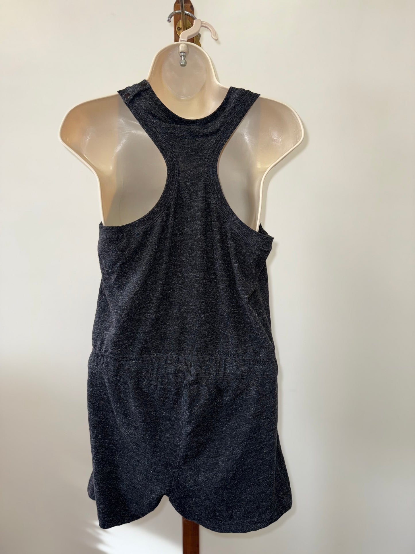 Nike (Medium) Dark Grey Romper with Pockets and Buttoned Shoulder