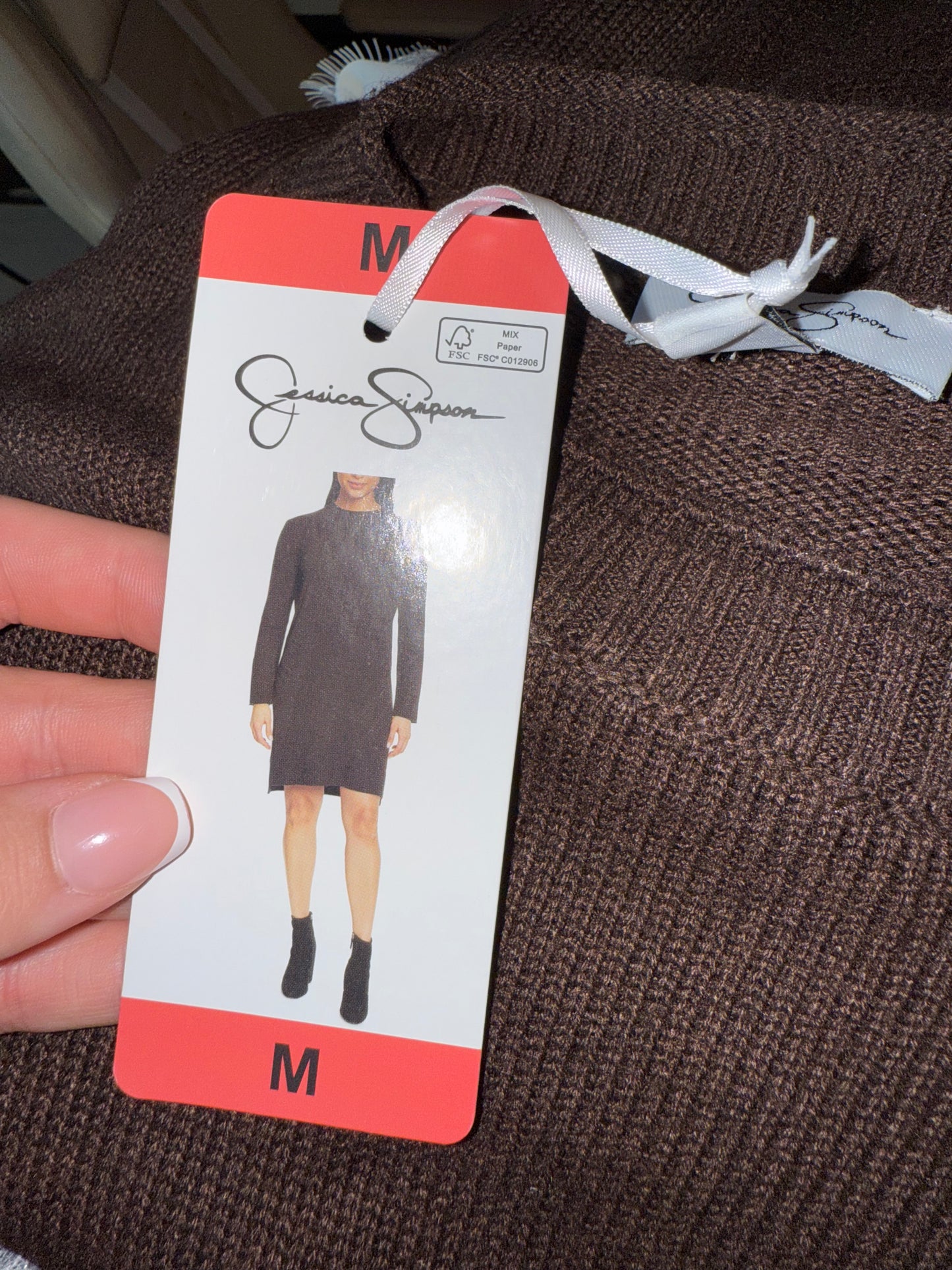 NWT Jessica Simpson (Medium) Brand New Brown Knit Sweater Dress
