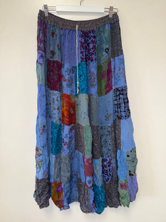 Braja (Free Size) Multicolor Bohemian Patchwork Flowy Maxi Skirt