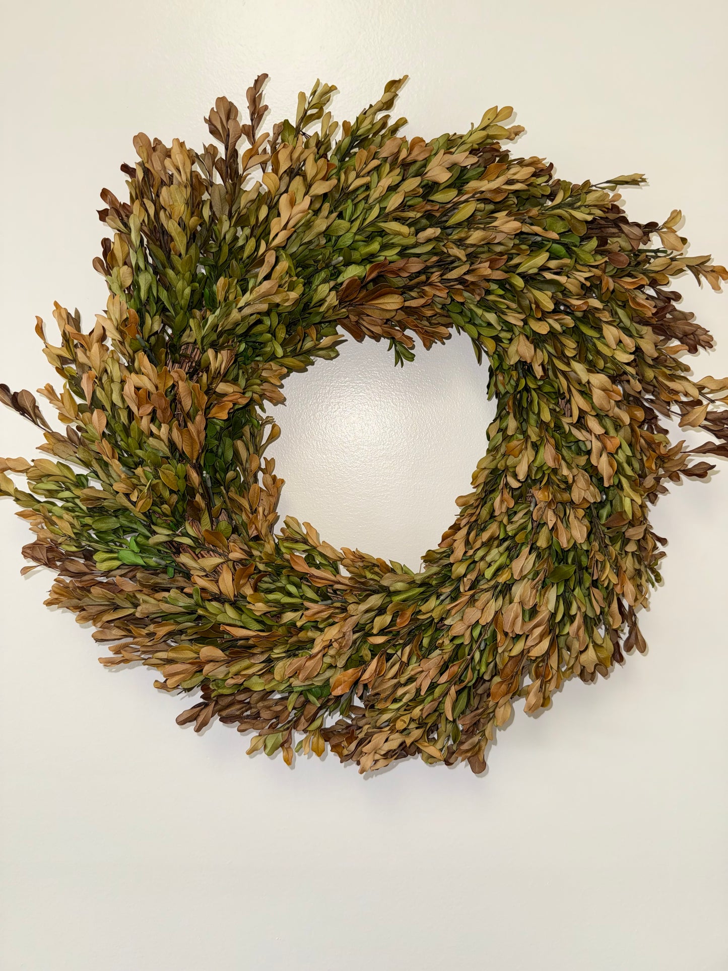 Neutral Green & Brown Leaf Wreath - Fall Wreath