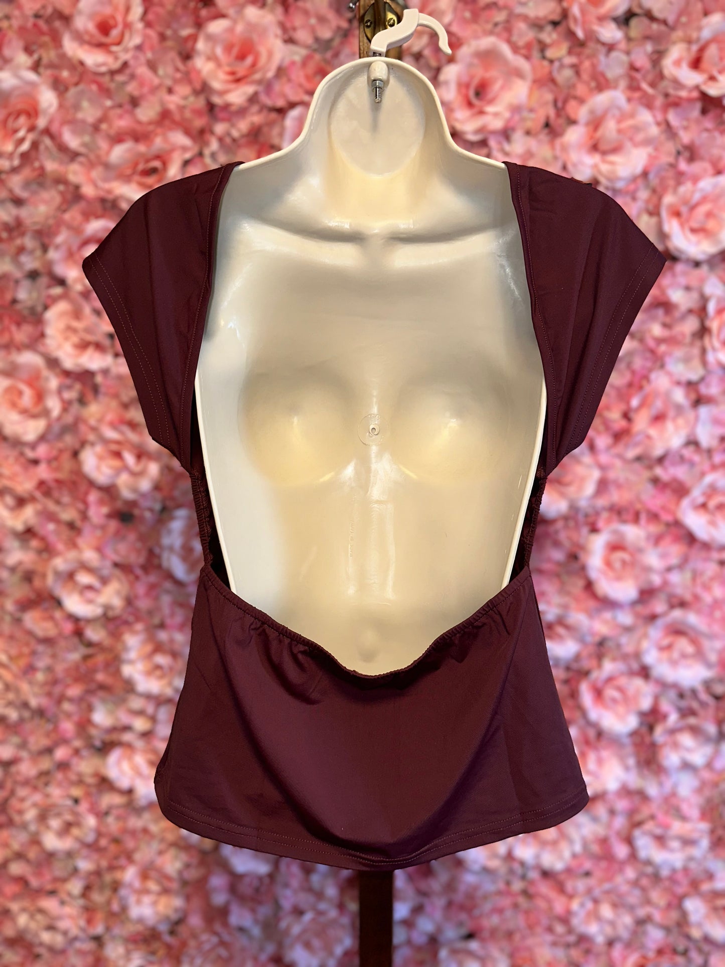 (Large) Brand New Maroon Open Back Blouse (Muchpow)