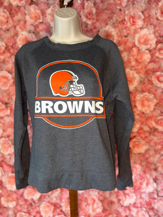 NFL (Medium) Grey Browns Crewneck