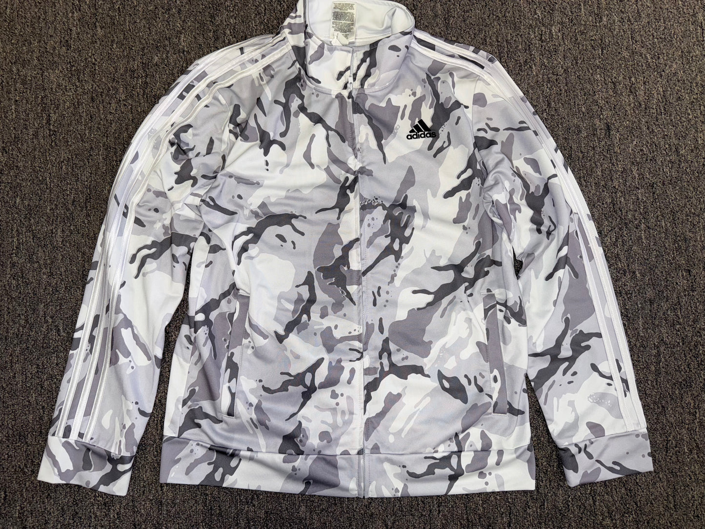 adidas (XL) Kids Grey//White Camo Pattern Full Zip Up Sporty Jacket