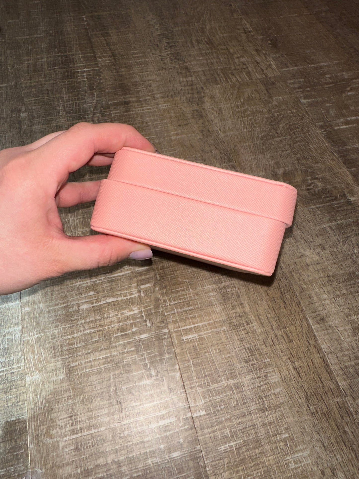 Small Travel Sized Pink Rectangular Jewelry Box