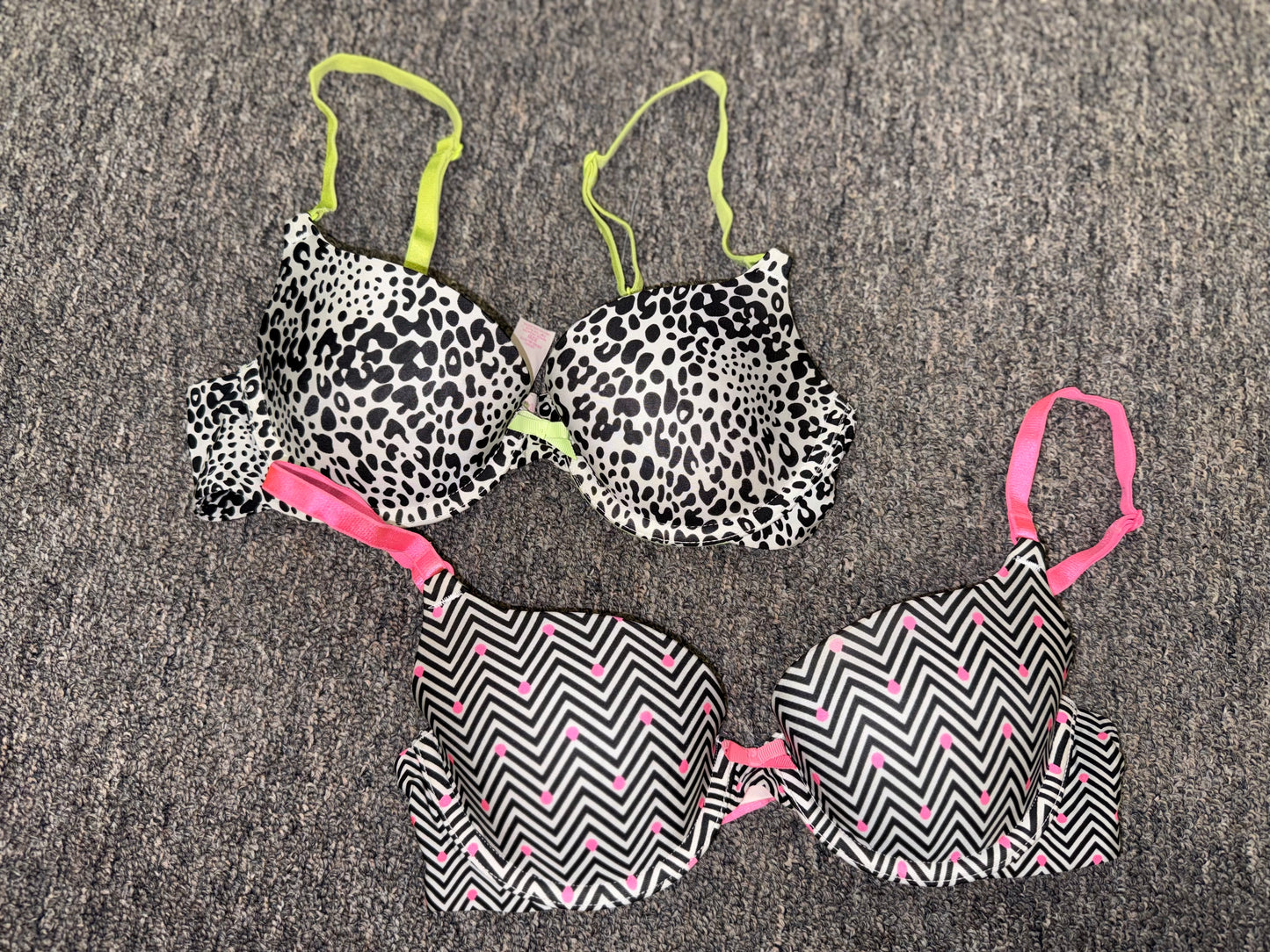 Victoria's Secret (32B) Vintage Neon Pattern Demi Bras