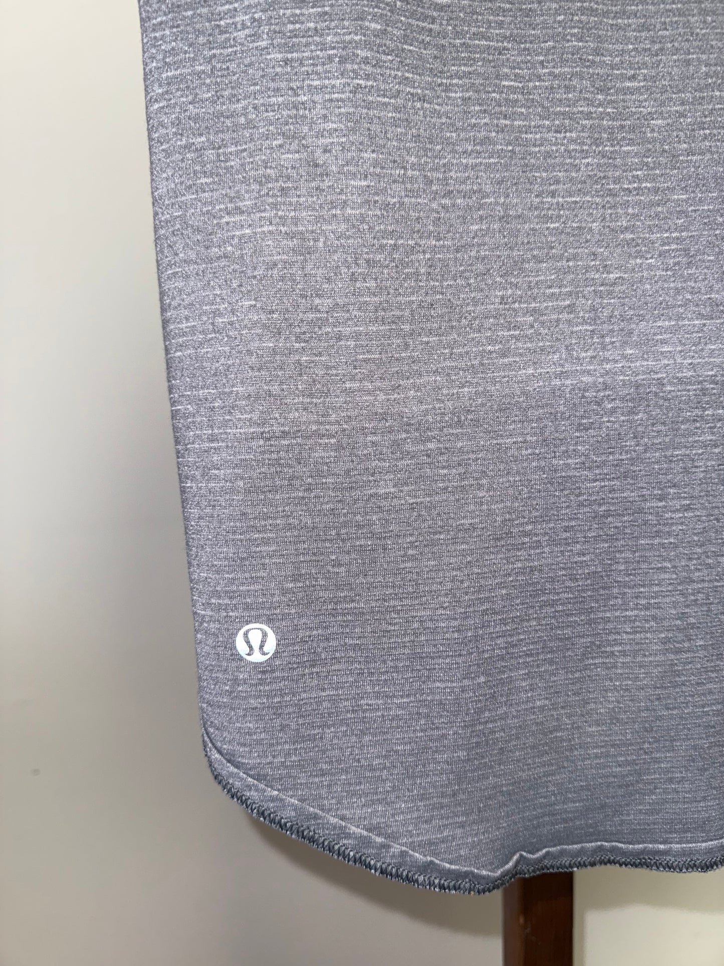 Lululemon (8) Grey Striped and Cheetah Print Pattern Pocket Tee