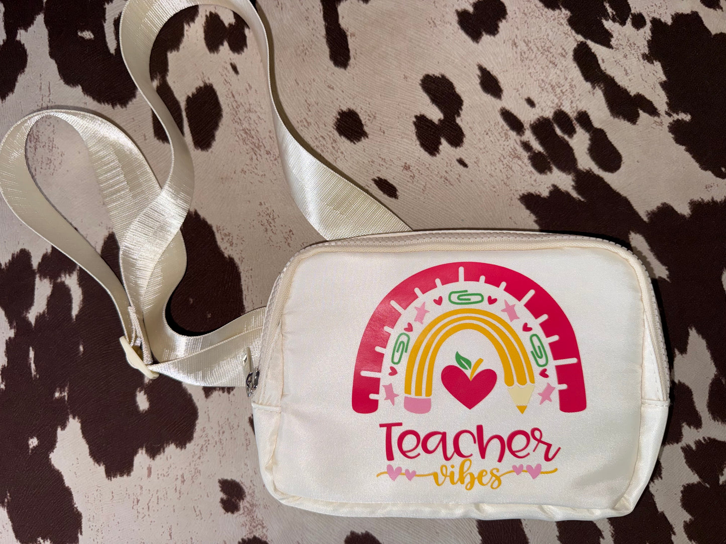 Teacher Vibes Cream Fanny Pack