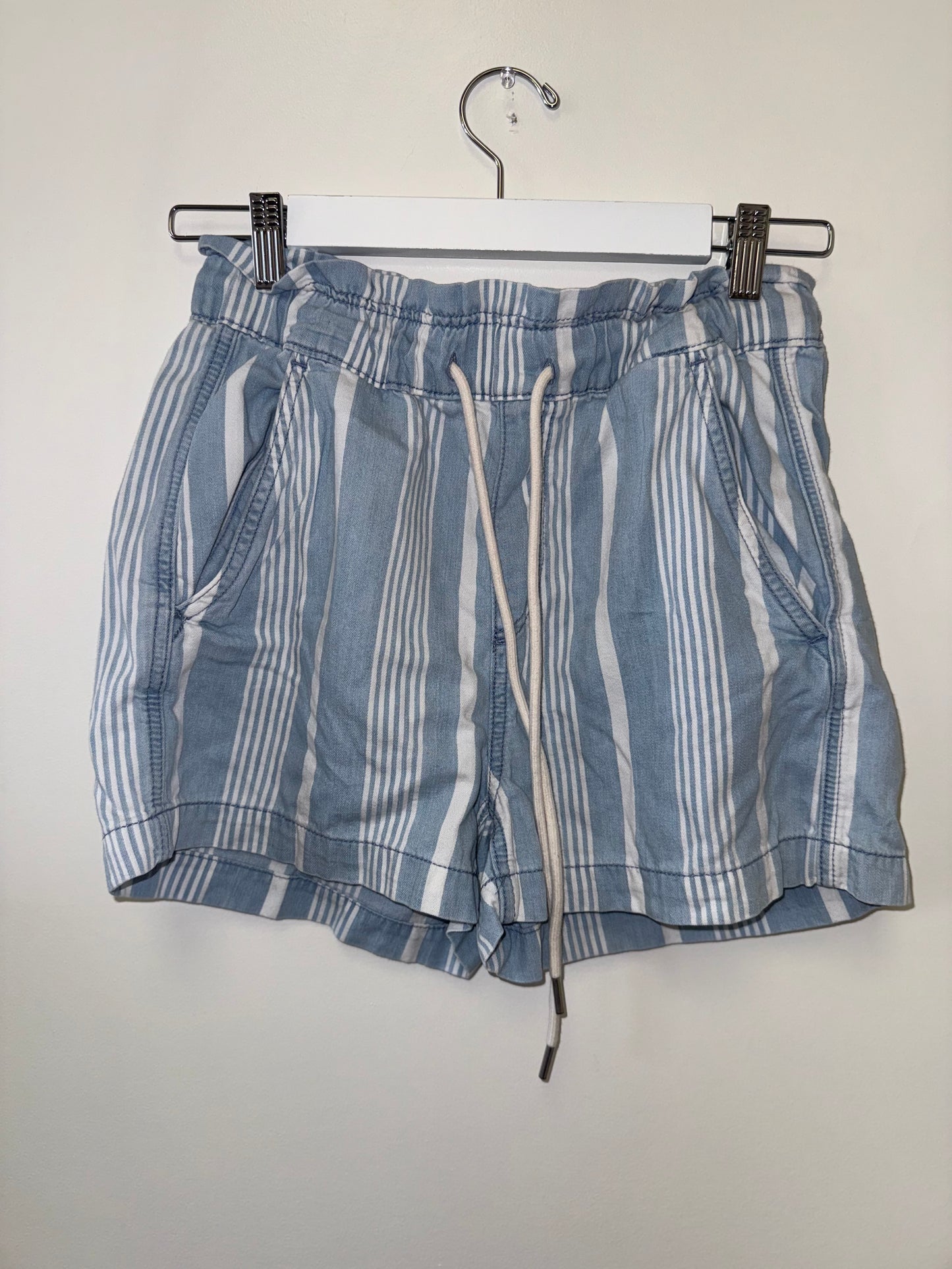 LOFT (XS) Blue and White Striped Drawstring Shorts
