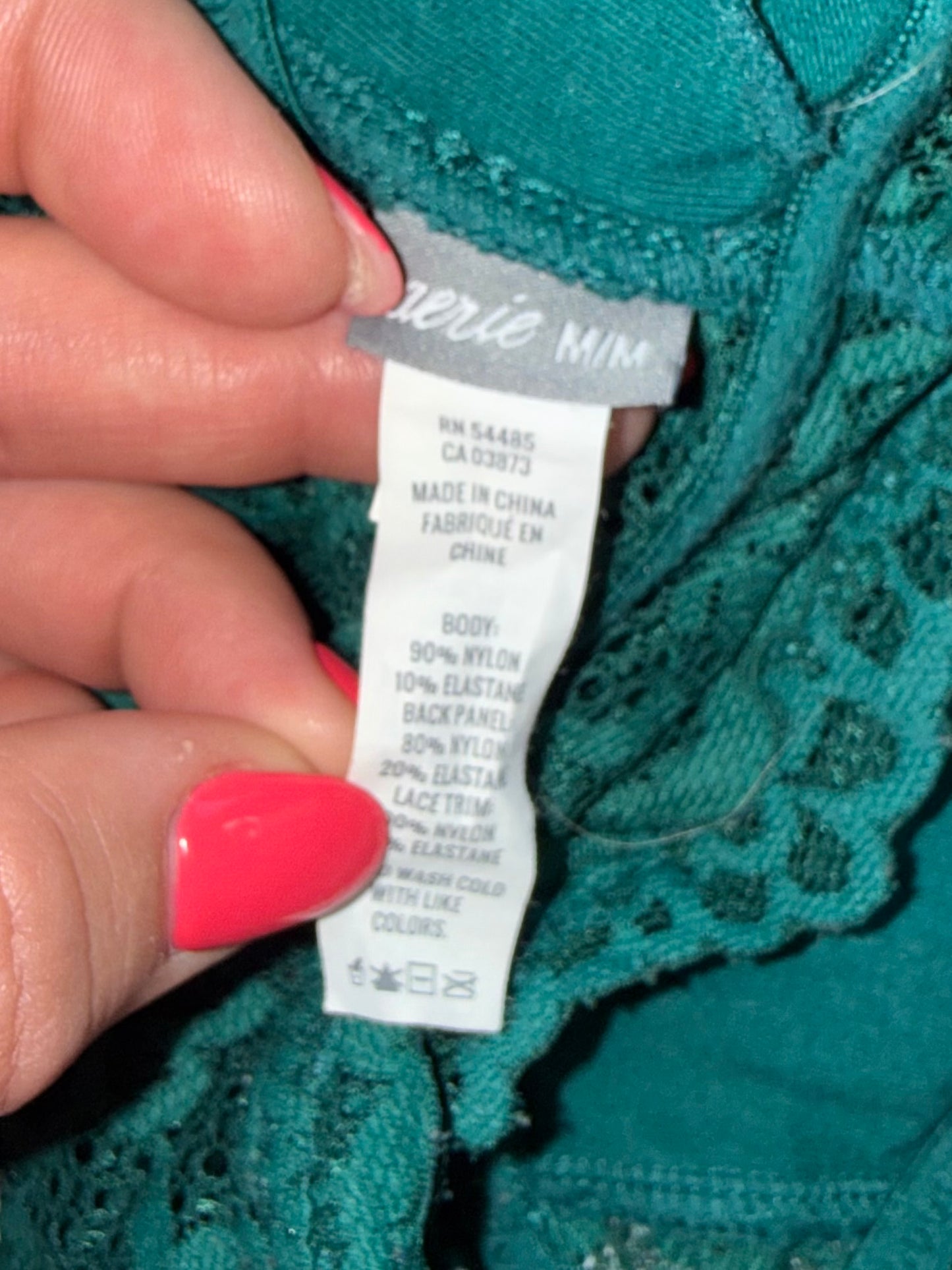 aerie (Medium) Green Floral Lace Racerback Bralette