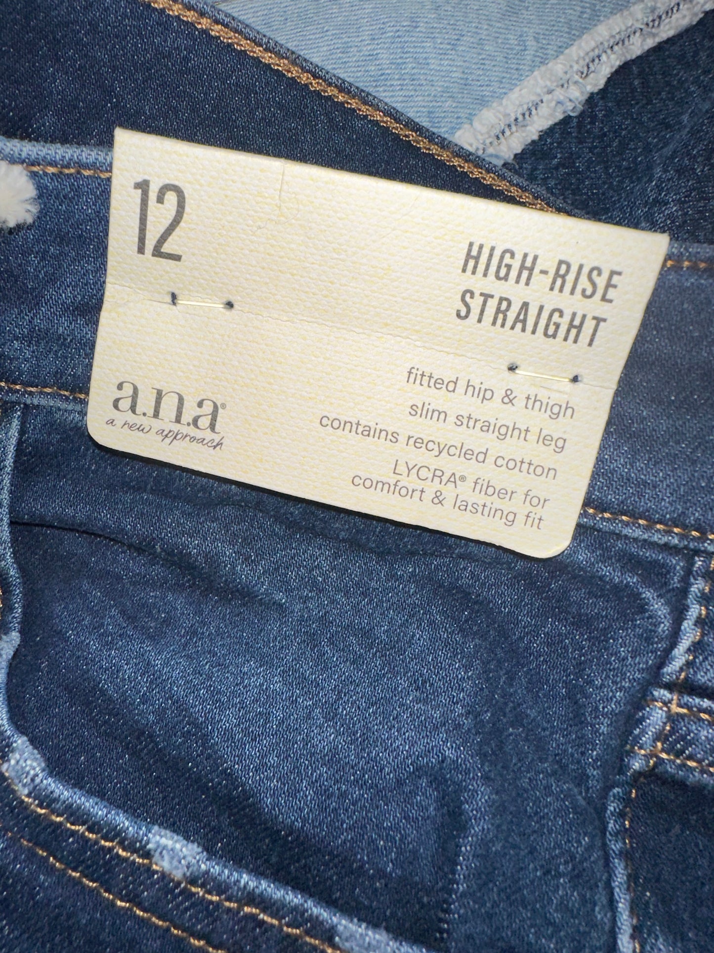 NWT a.n.a  (12) Brand New High Rise Straight Dark Wash Denim Jeans