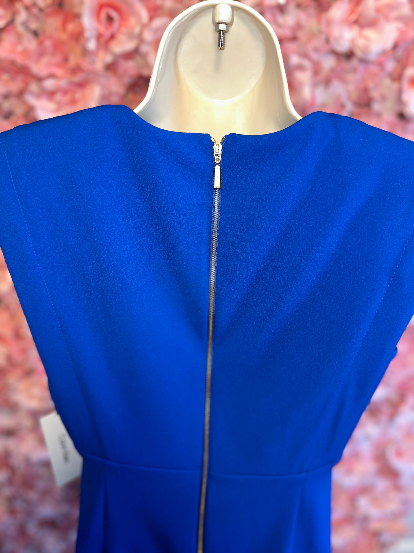 NWT Calvin Klein (8) Brand New Blue Formal Padded Shoulder Midi Dress