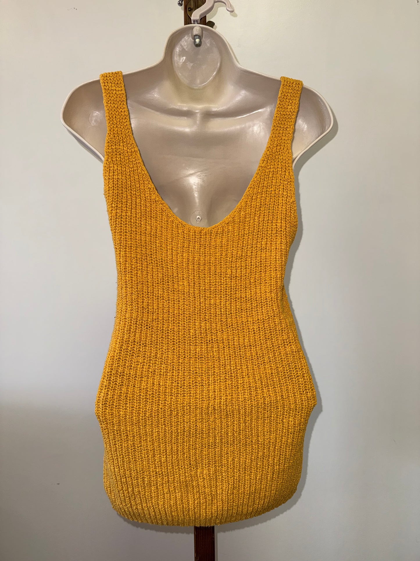 Madewell (Medium) Mustard Yellow V-Neck Knit Tank Top