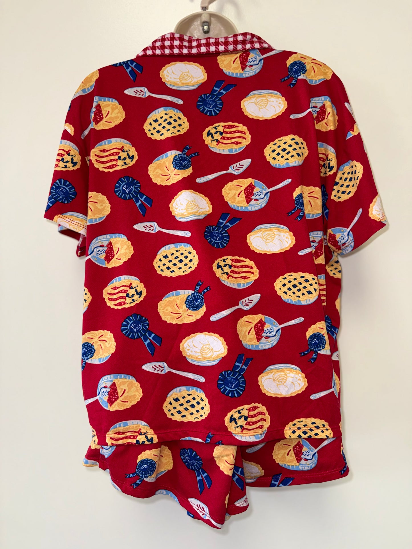 Celebrate Patriotic (Small) Red & Blue American Pie Pj Shorts & Button Up Set