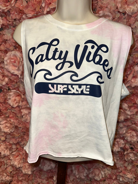 U.S.A Apparel (XL) Brand New Salty Vibes Tie Dye Cropped Tank