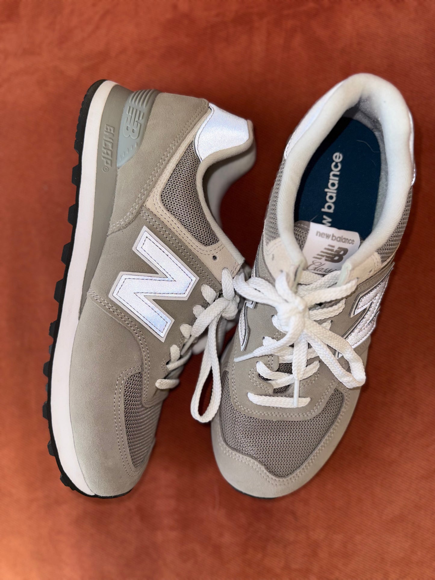 New Balance (9.5M or 11W) White//Grey 574 Classic Core Sneakers