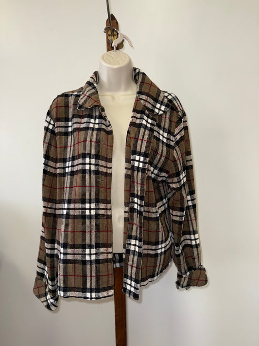 Christopher & Banks (XL) Vintage Plaid Knit Button Up