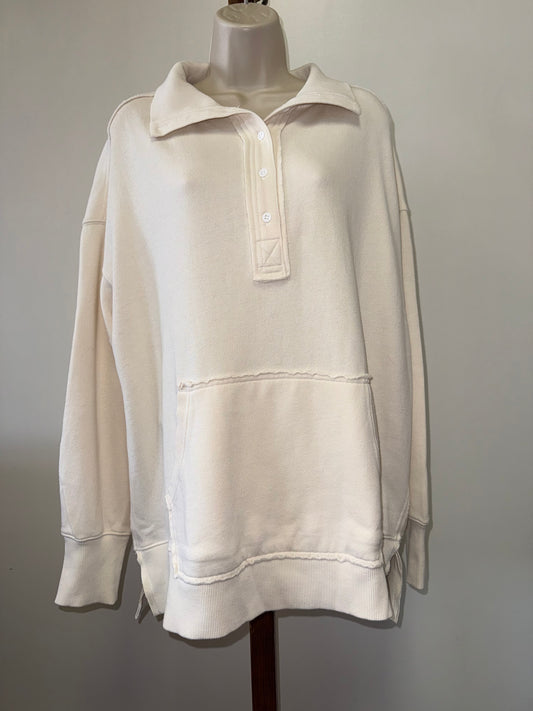 Aerie NWT Aerie (Medium) Brand New Cream 3/4 Button Collared Up Sweatshirt