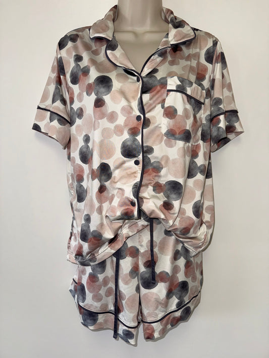 Disney (Large) Neutral Mickey Mouse Head Pattern Pj Shorts & Button Up Sleepwear