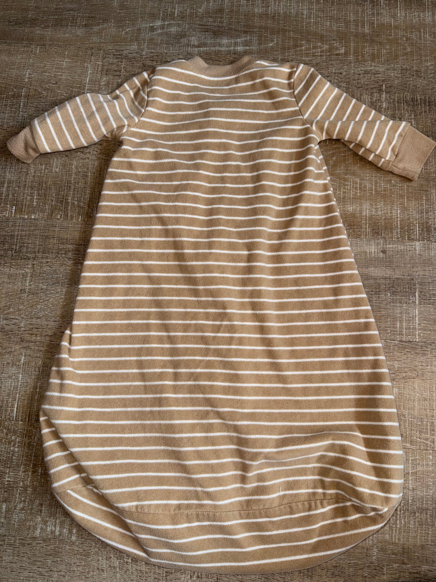 Carters (3-6 Months) Tan Striped Fleece Sleepwear Full Zip Sleep Sack