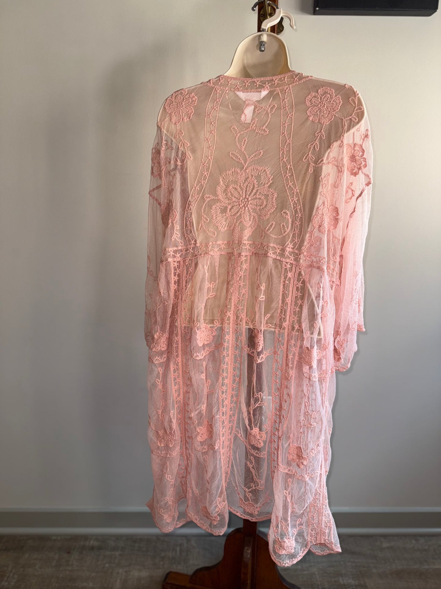 Lauren Conrad (OS) Pink Sheer Embroidered Cover Up