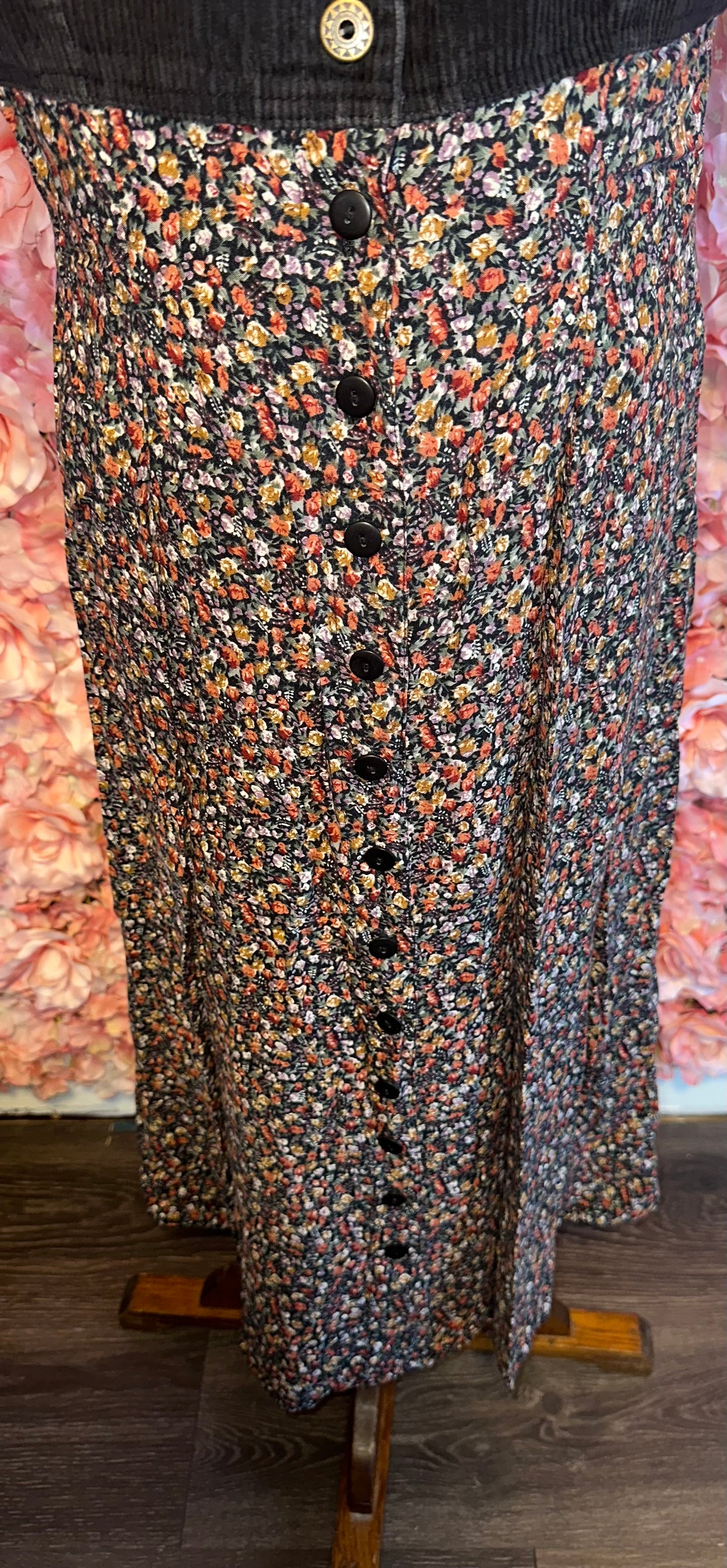 Kathy Ireland 2 Piece Corduroy//Floral Button Up Dress