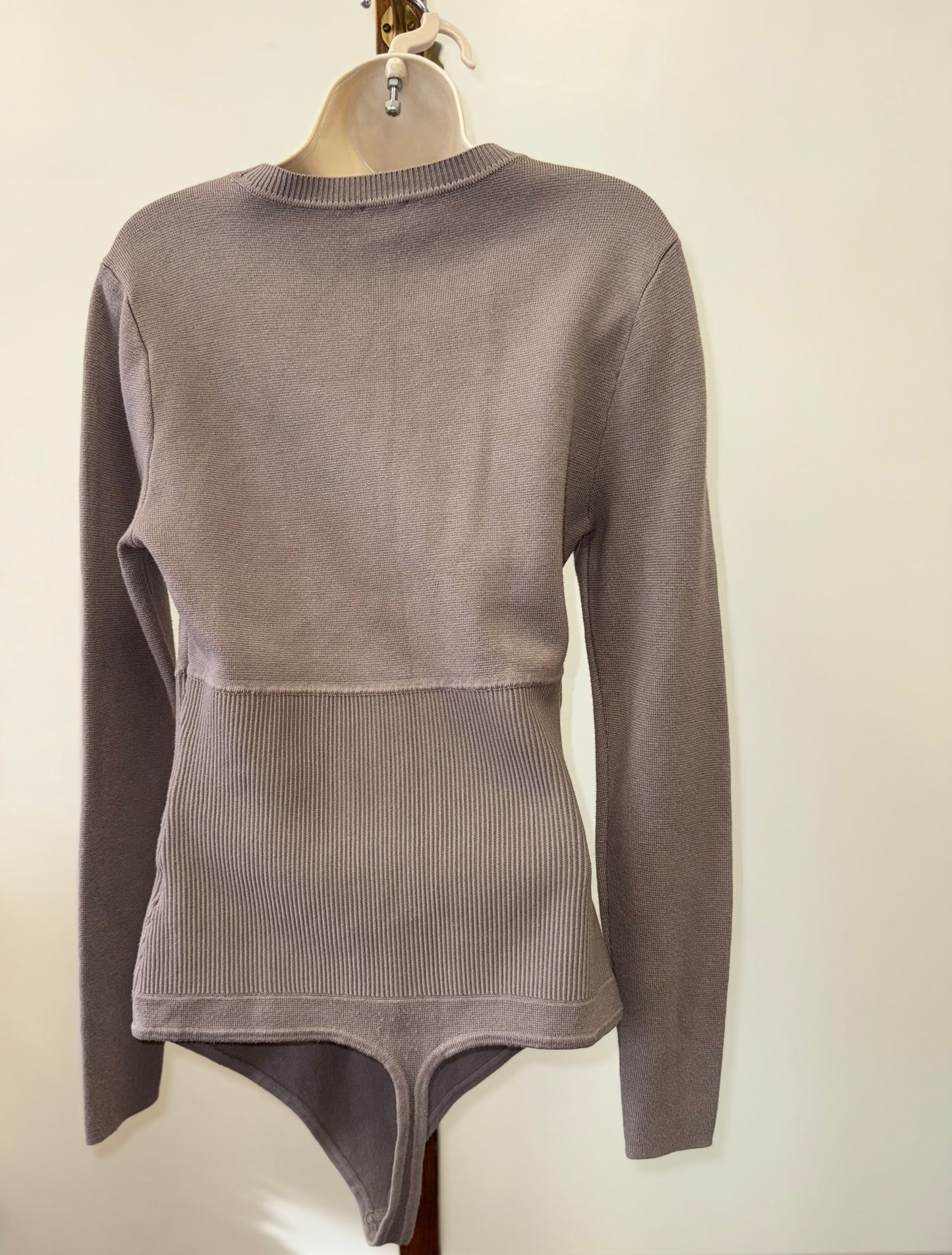 Abercrombie & Fitch (XL) Brown Long Sleeve Knit Form Fitting Ribbed Bodysuit