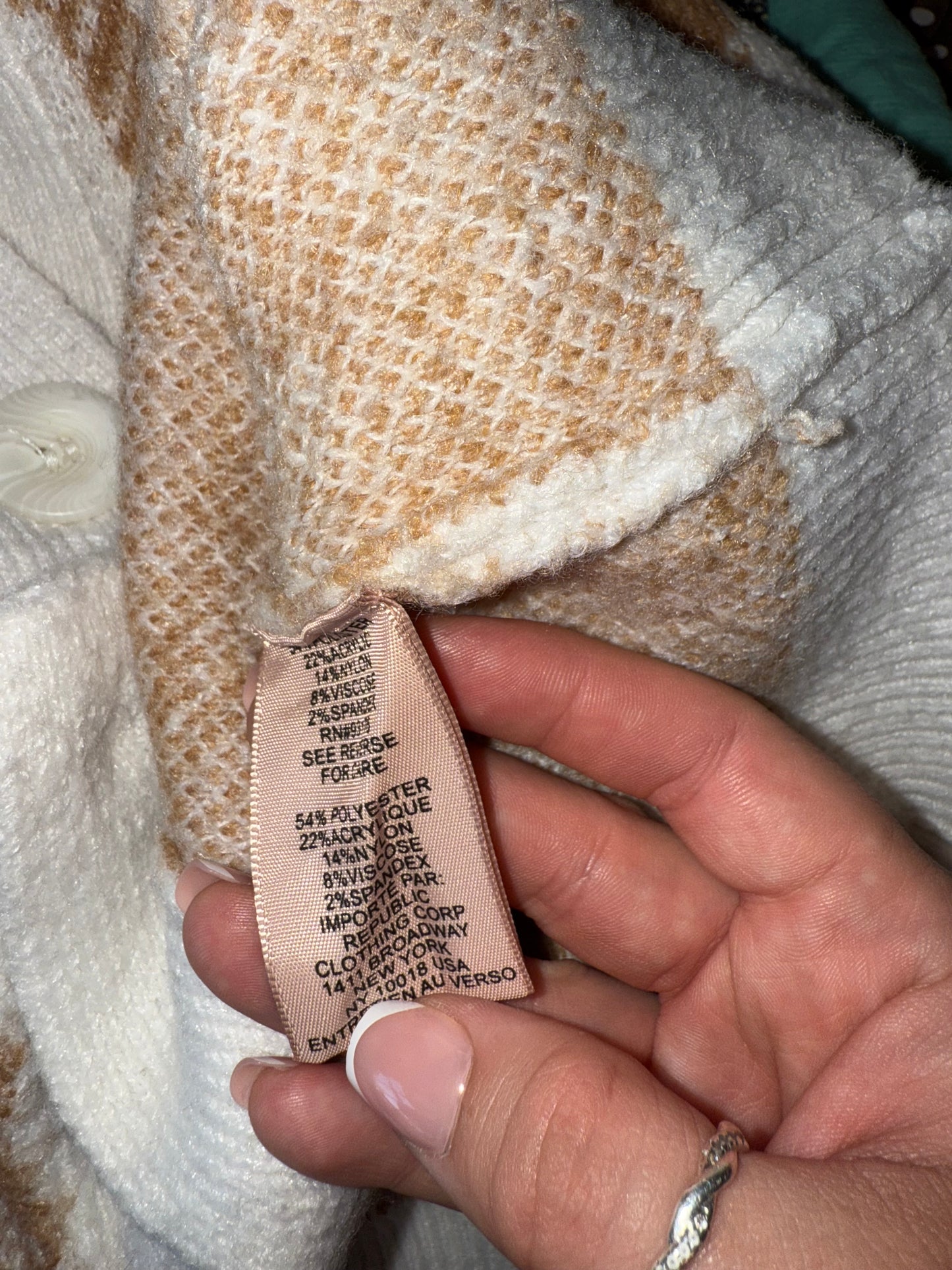 Philosophy (XS) Neutral Plaid Sweater Cardigan