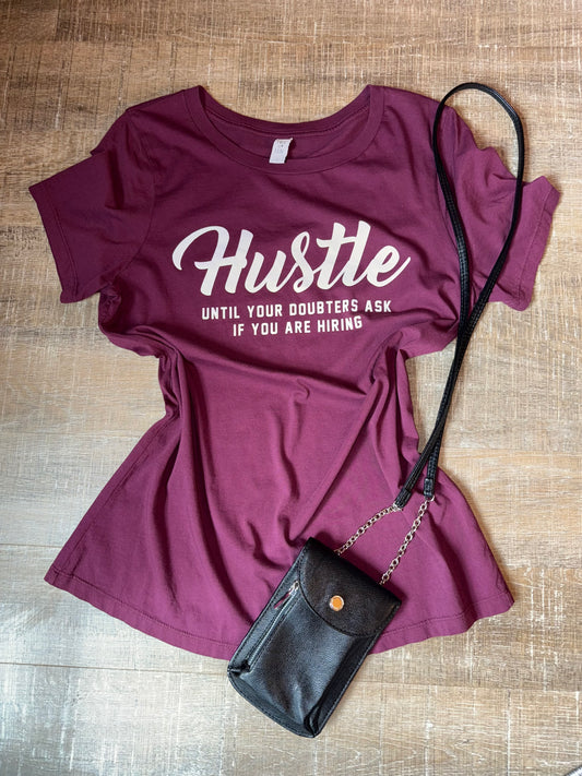 HRT & LUV (Large) Maroon/White Hustle T-Shirt
