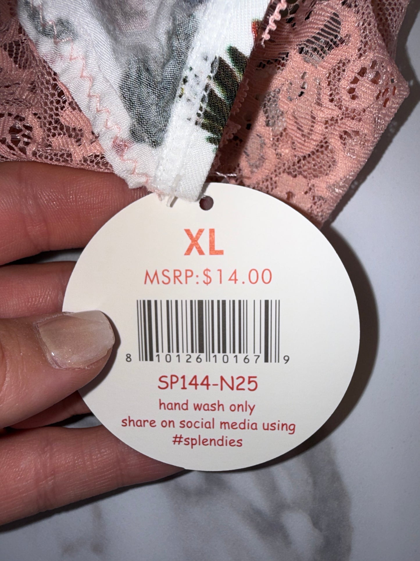 NWT Splendies (XL) Brand New Christmas Themed Pattern Thong with Lace