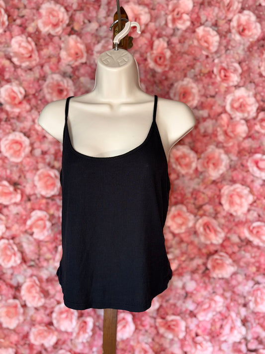 Me To We (Large) PacSun Black Ribbed Tank Top