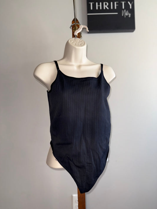 lululemon Black Ribbed Thong Bodysuit with Open Back