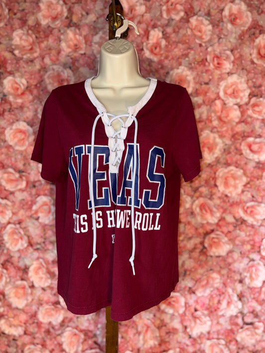 PINK Victoria's Secret (Large) Vegas Tied Up V-Neck T-Shirt