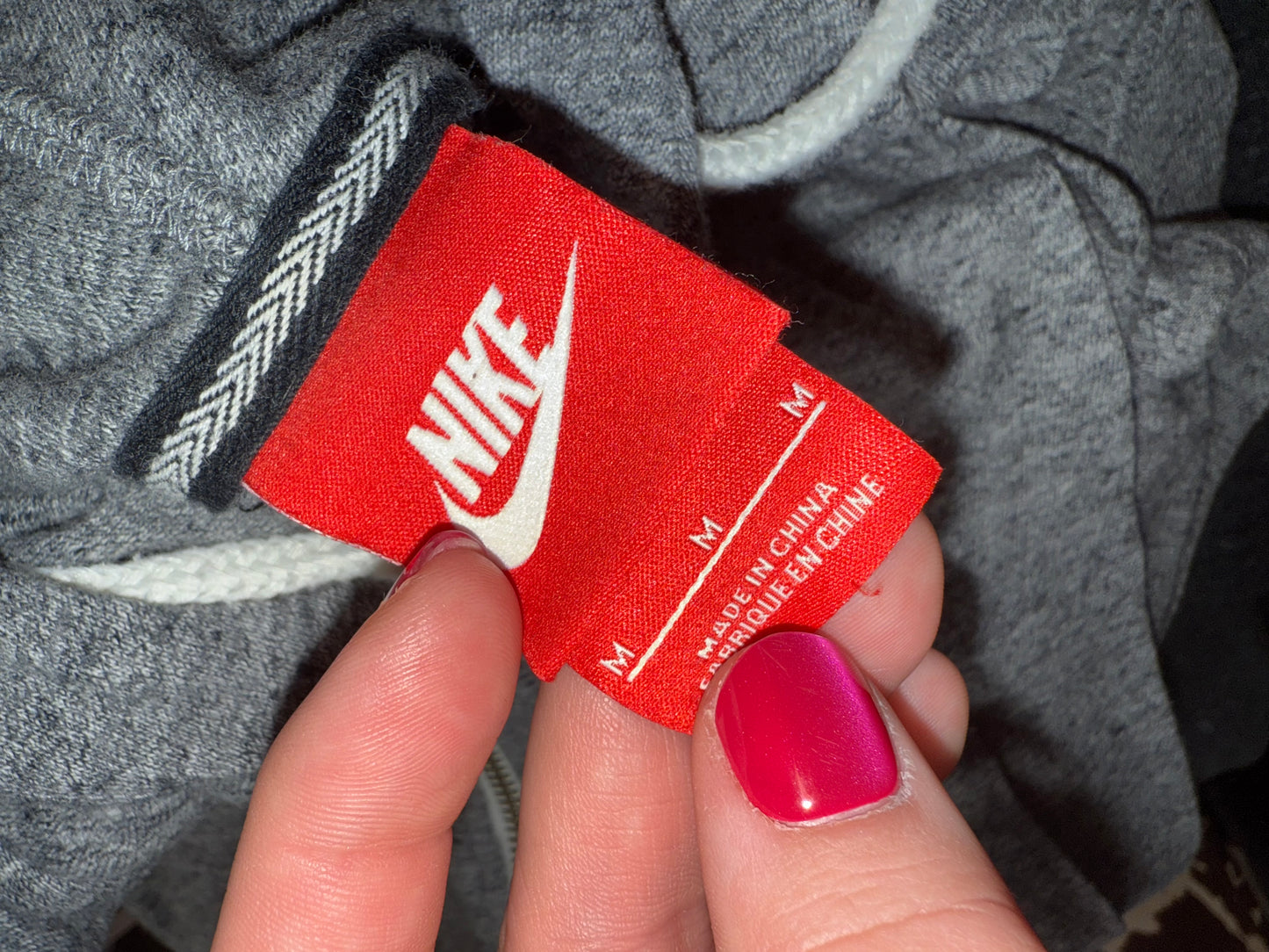 Nike (Medium) Grey Full Zip Up Hooded Jacket with Red Tag