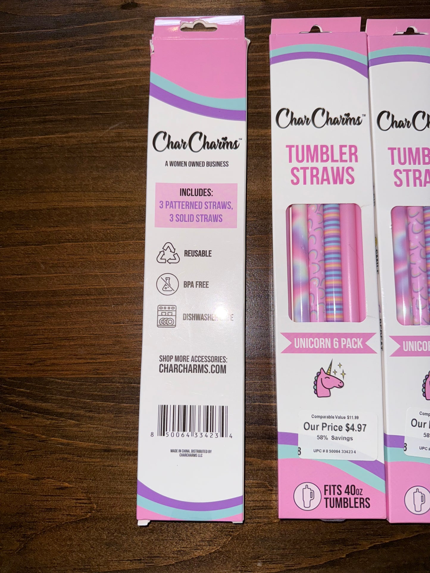 Char Charms (6 Pack) Brand New Color Changing Colorful Tumbler Straws