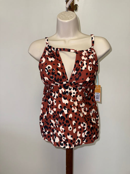 NWT Kona Sol (Small) Brand New Neutral Cheetah Print Tankini Swim Top