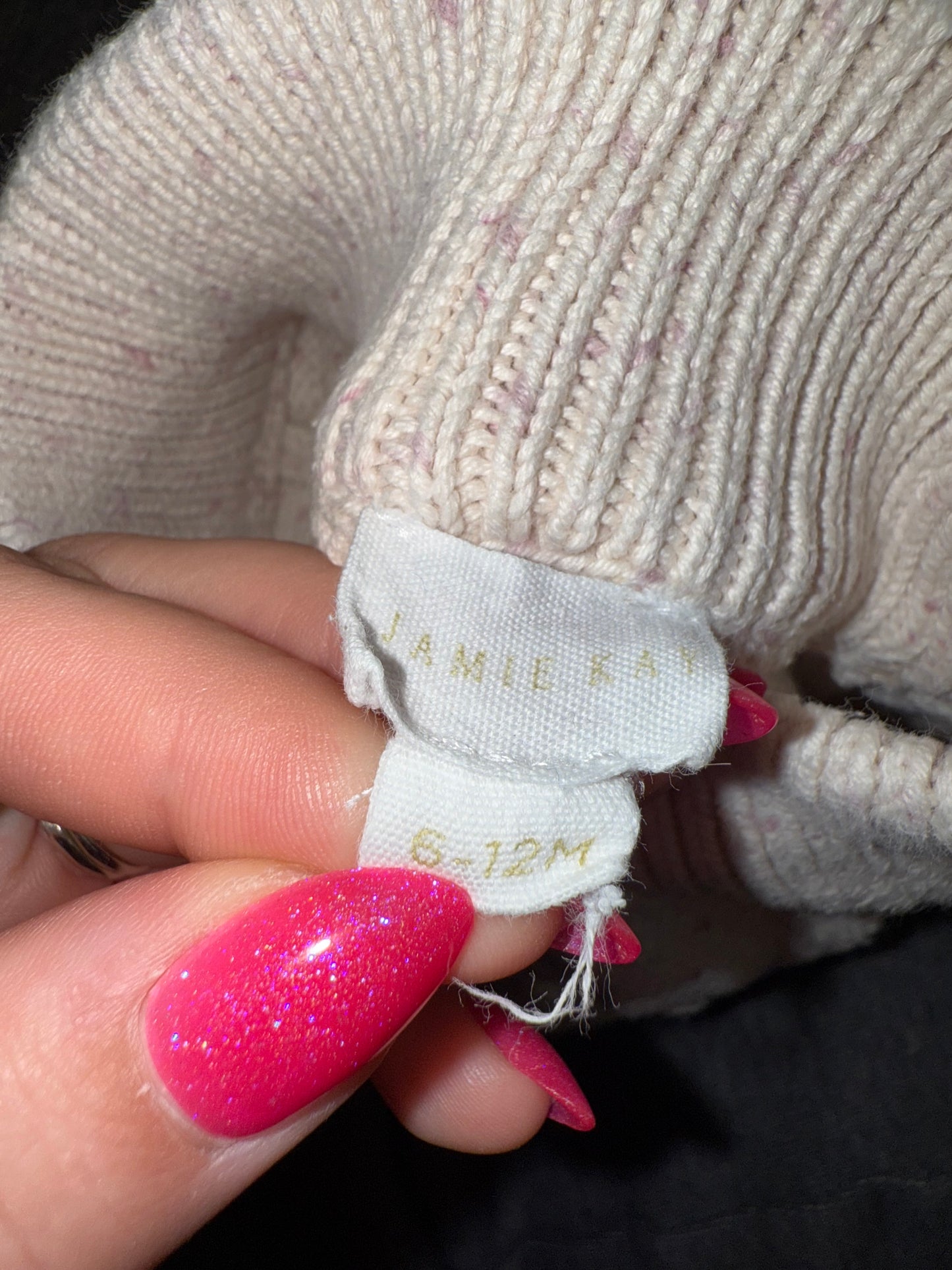 Jamie Kay (6-12 Months) Neutral Knit Sweater with Ribbed Trim & High Neck