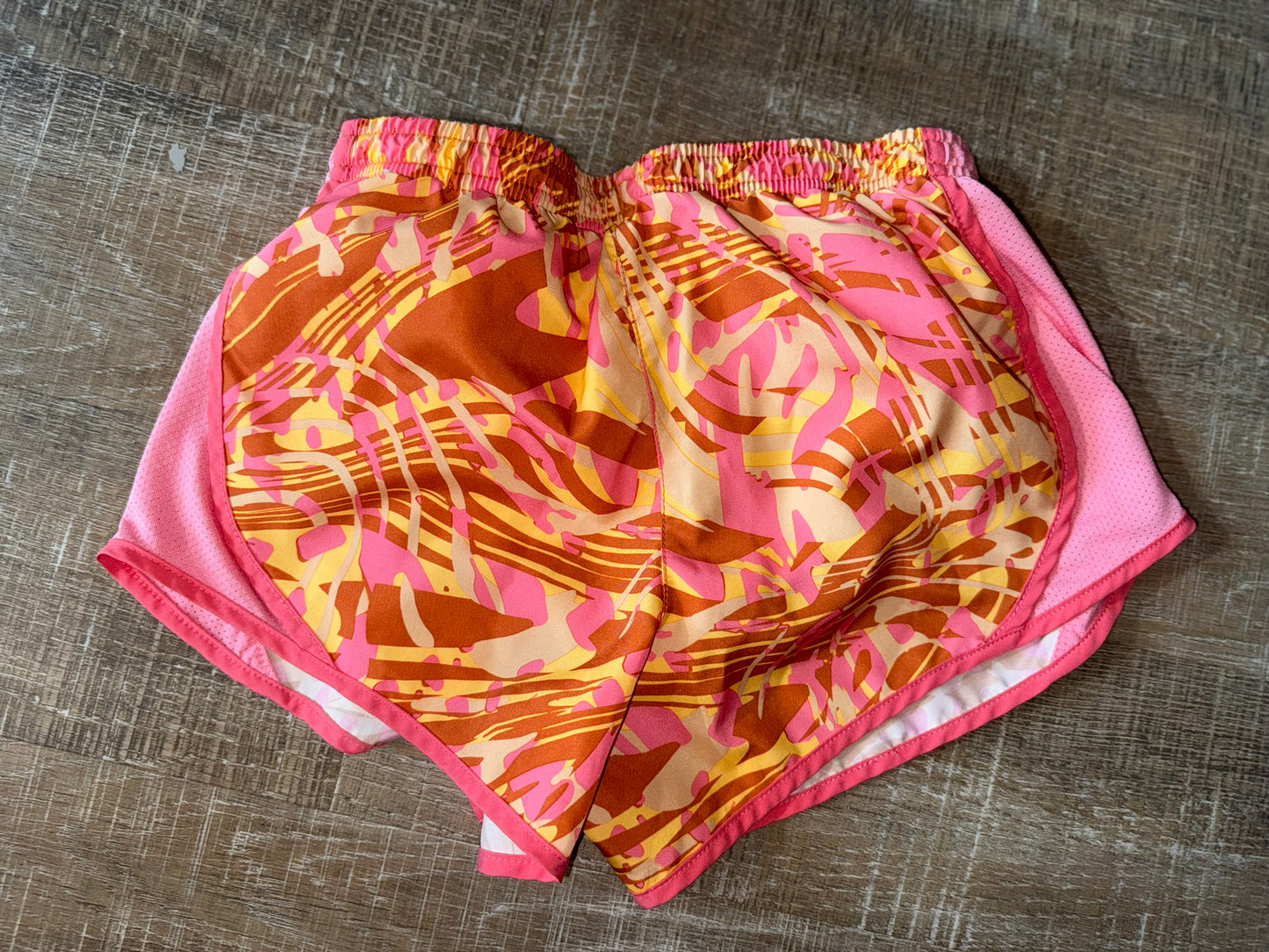 Nike (Kids Small) Orange//Pink Pattern Dri Fit Shorts