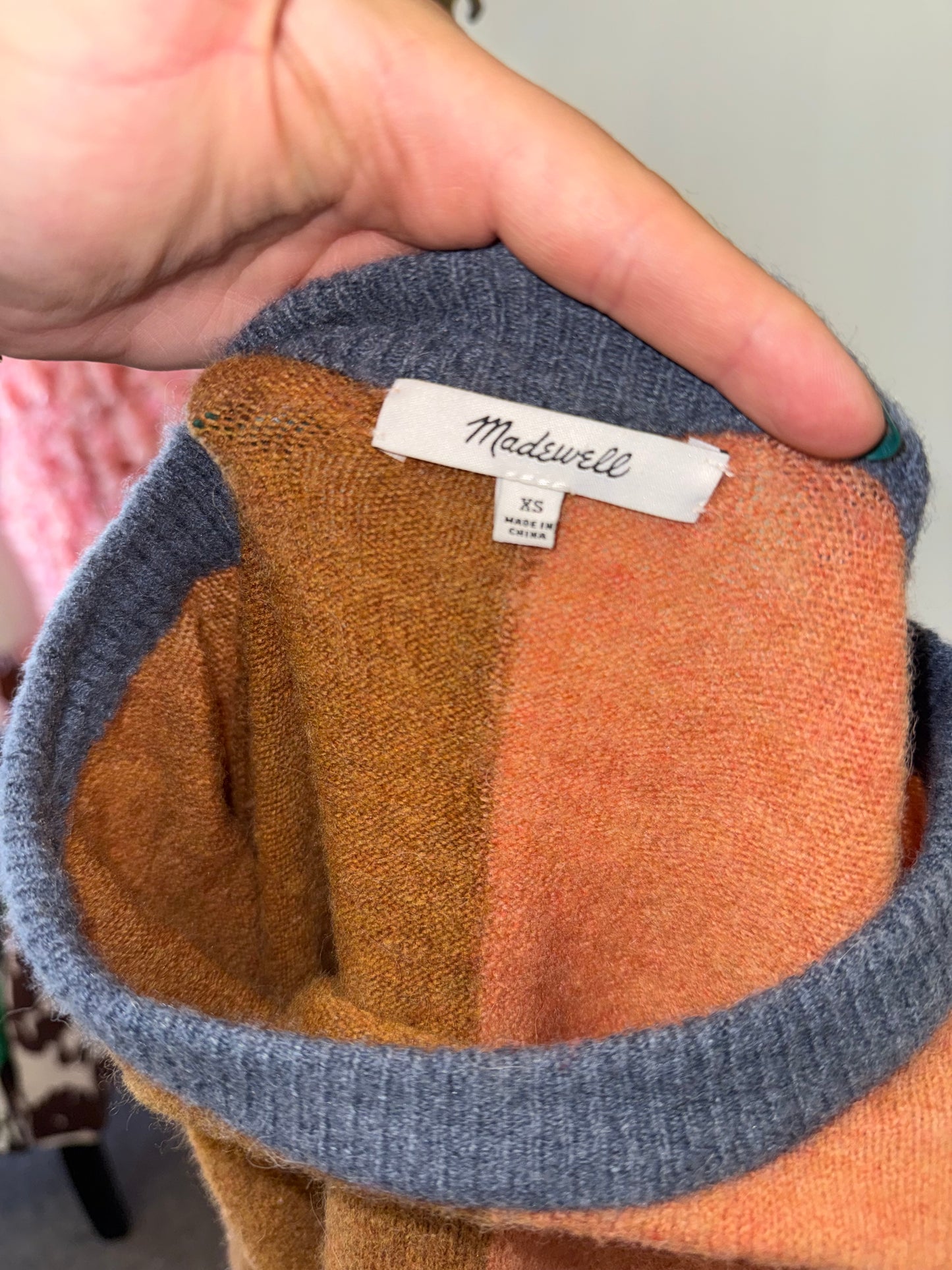 Madewell (XS) Neutral Colorblock Soft & Fuzzy Sweater