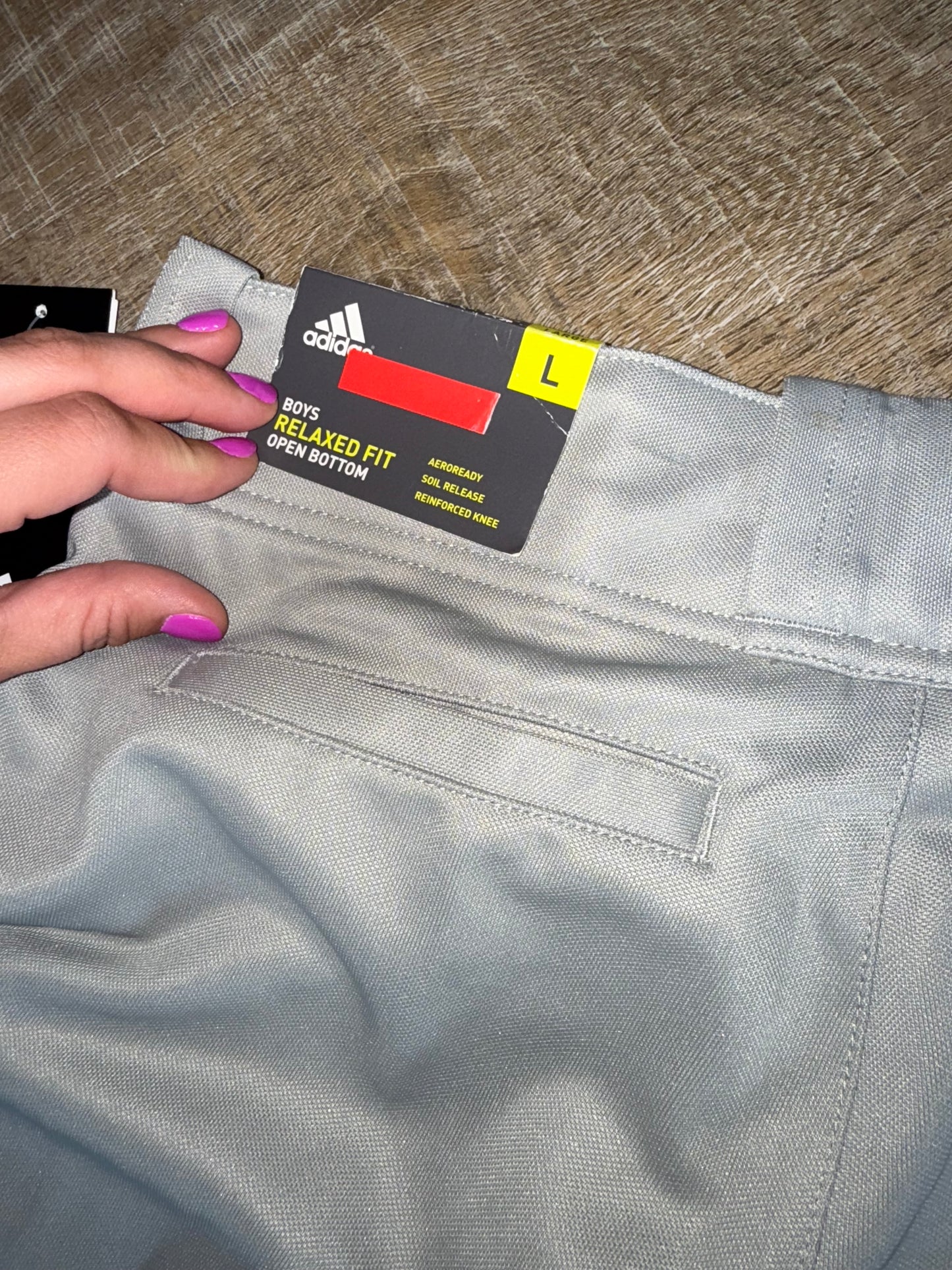 NWT Adidas (Boys Large) Brand New Grey Relaxed Fit Baseball Pants