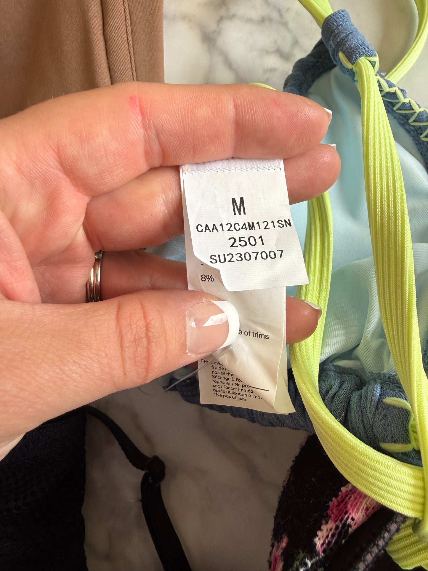 NWT CUPSHE (Medium) Blue/Green Ribbed Bikini Top