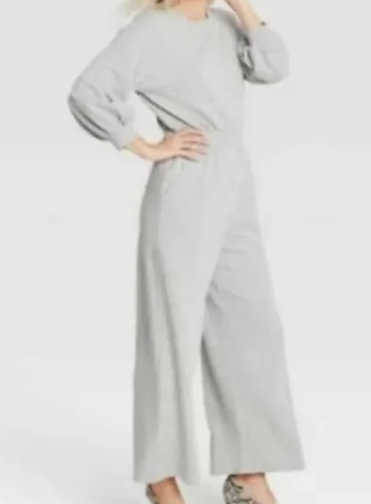 Who What Wear (XL) Grey One Piece Sweatshirt Wide Leg Jumpsuit with Pocket