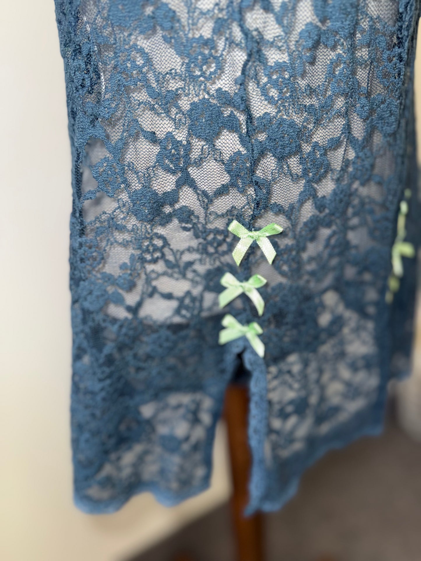 Out From Under By Urban Outfitters (Small) Teal Lace Lingerie Chemise Slip